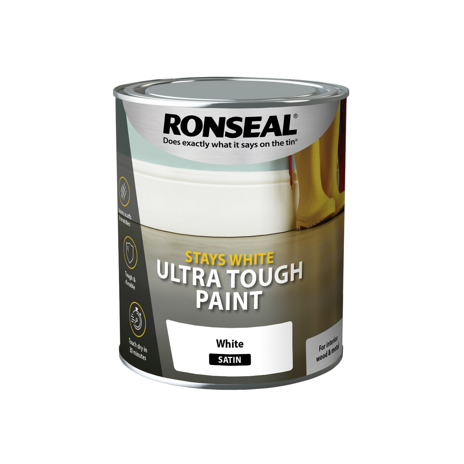 Ronseal Stays White Ultra Tough Paint Satin - White