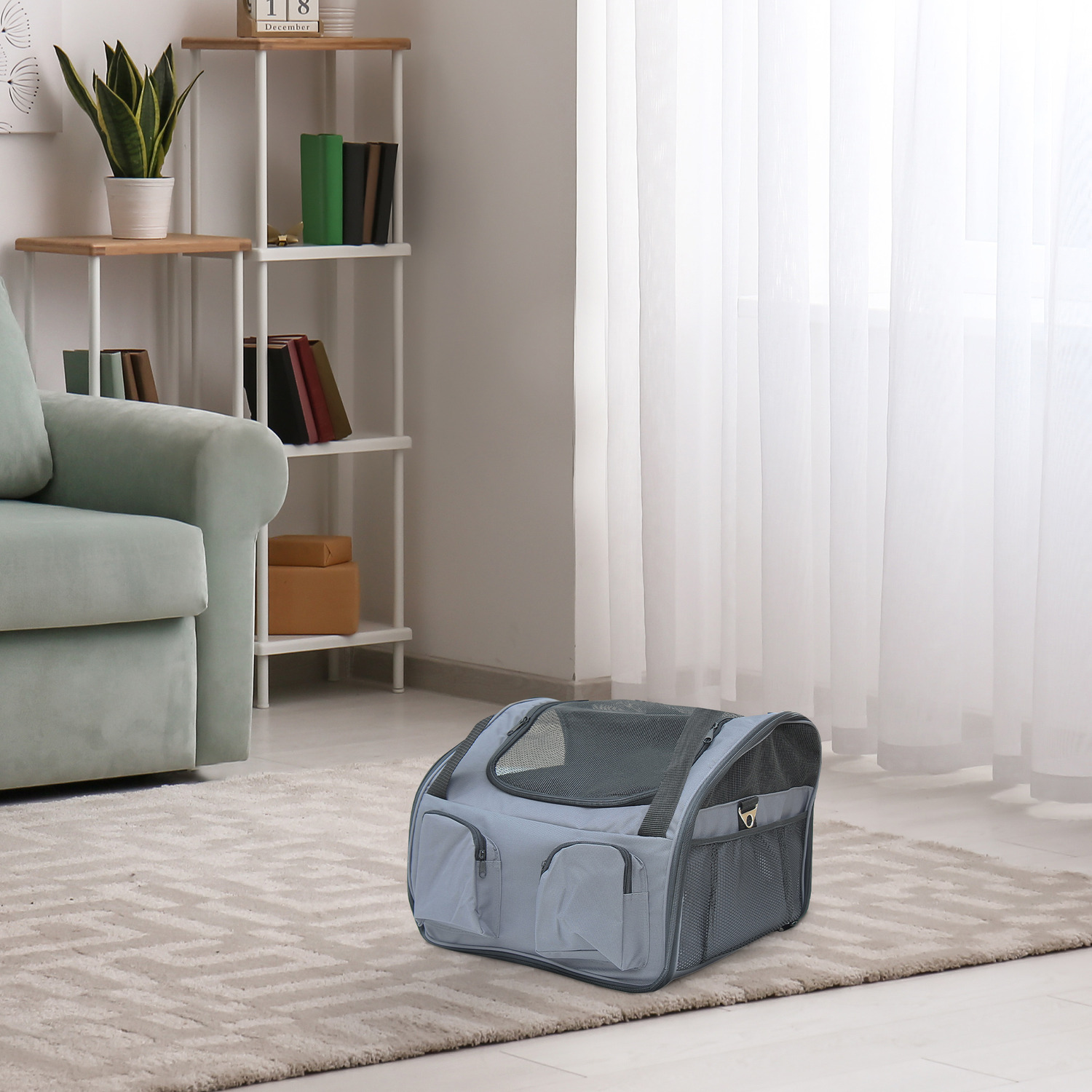 Pawhut Pets Carrier Folding Bag Car - Grey